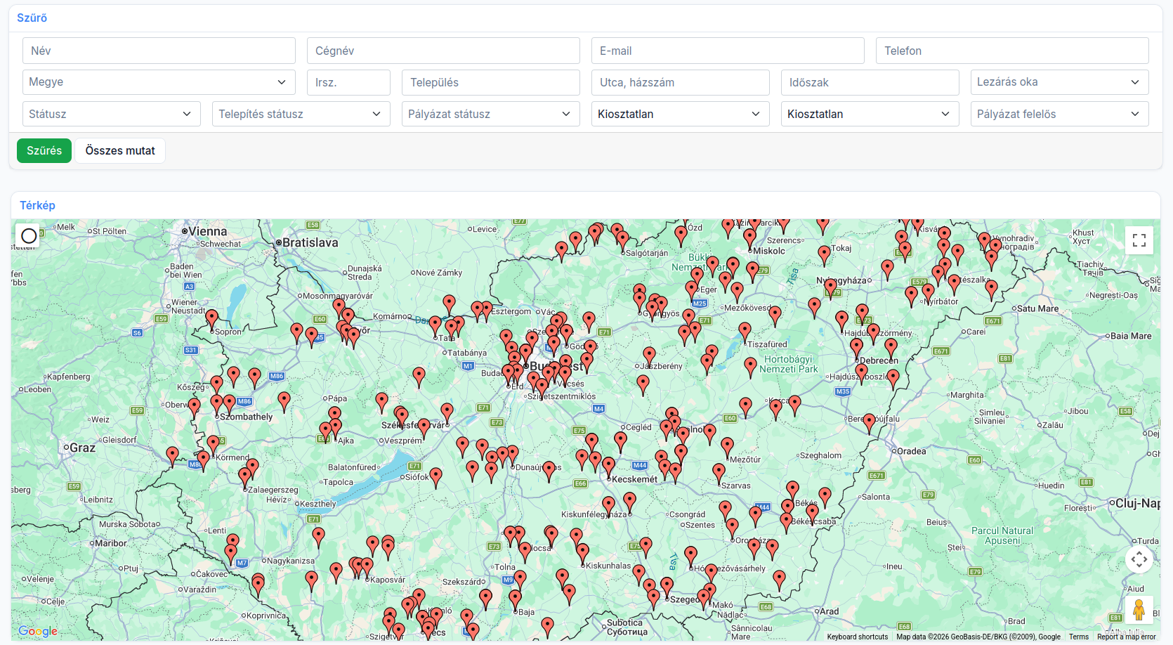 Térképes kiosztás
